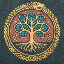 Nomad Sari Stonewashed Cotton T-Shirt - Tree of Life - Green - XL