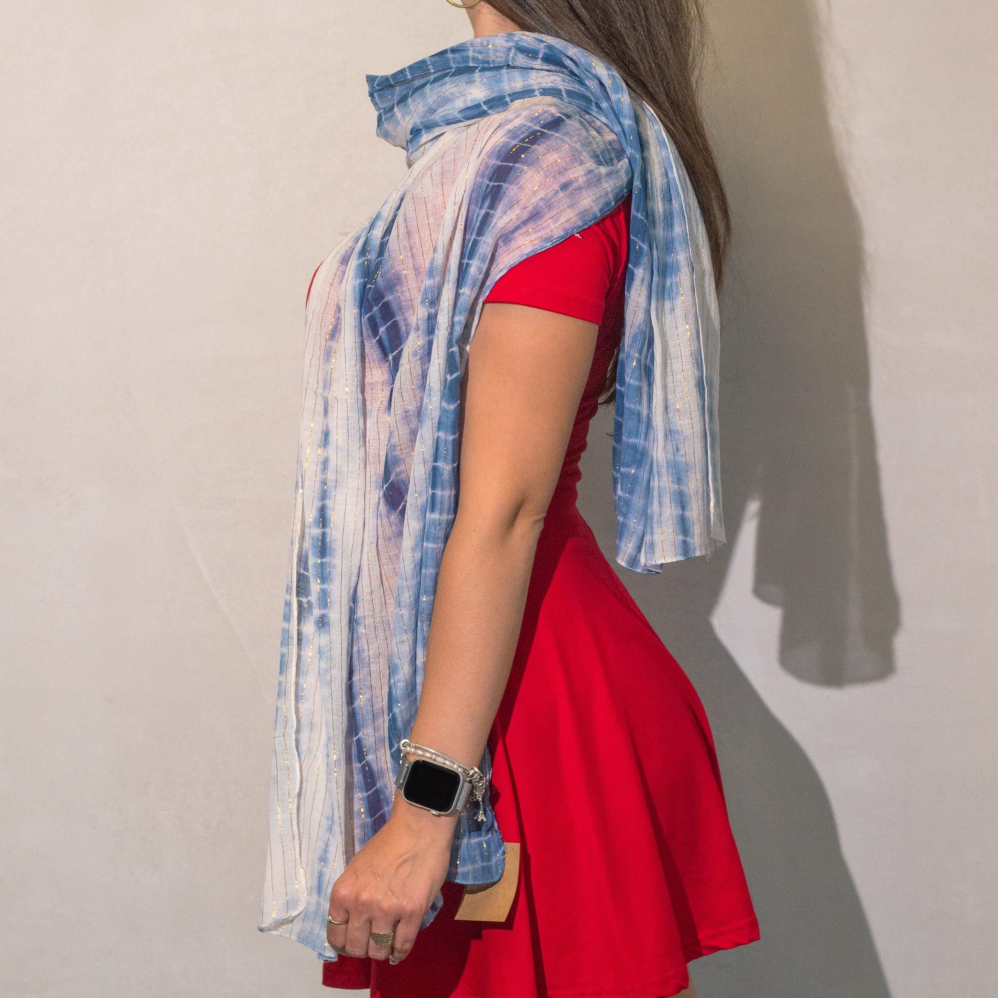 Nomad Sari Party Shine Scarf – Dusky Blue (180×50cm) - Image 2