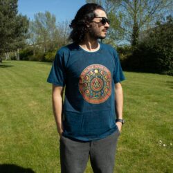 Nomad Sari Stonewashed Cotton T-Shirt - Stay Wild Moon Child - Blue - Small