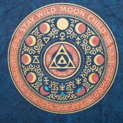 Nomad Sari Stonewashed Cotton T-Shirt - Stay Wild Moon Child - Blue - XL
