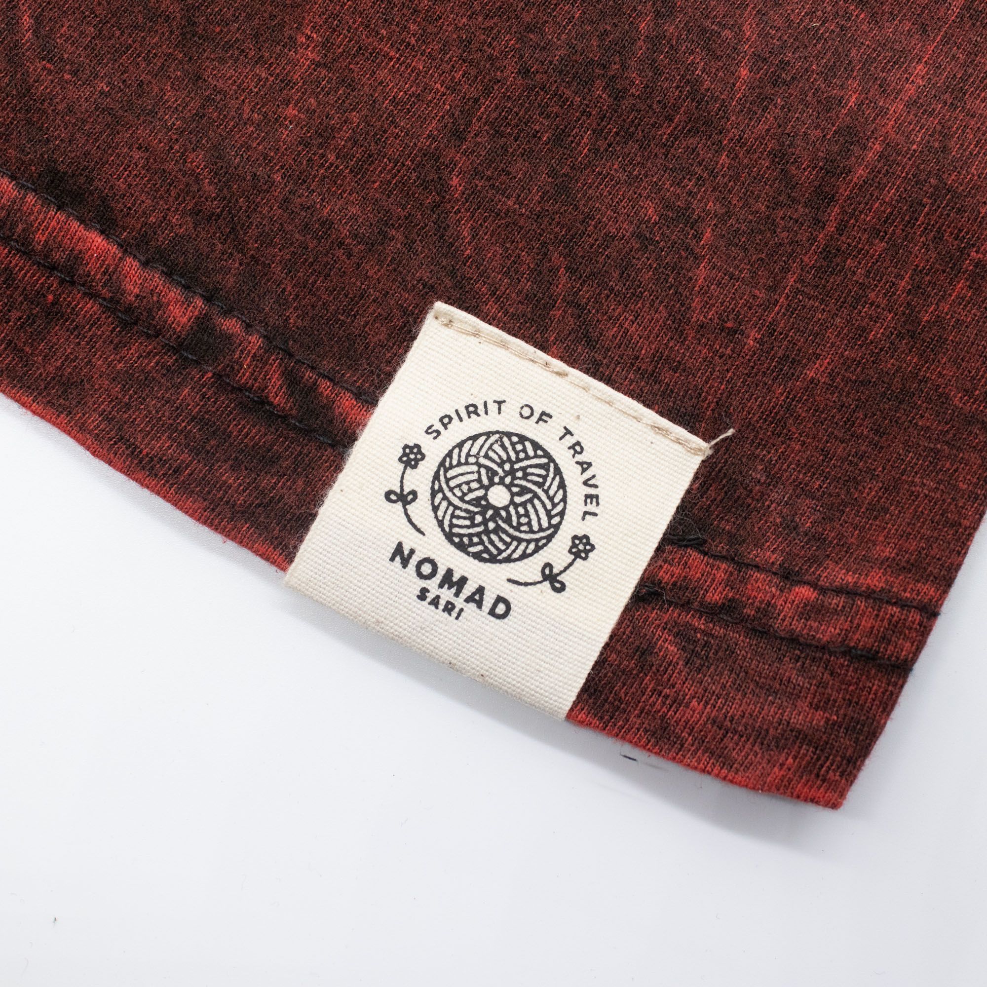 Nomad Sari Stonewashed Cotton T-Shirt - Dragon Mandala - Maroon - Small - Image 4