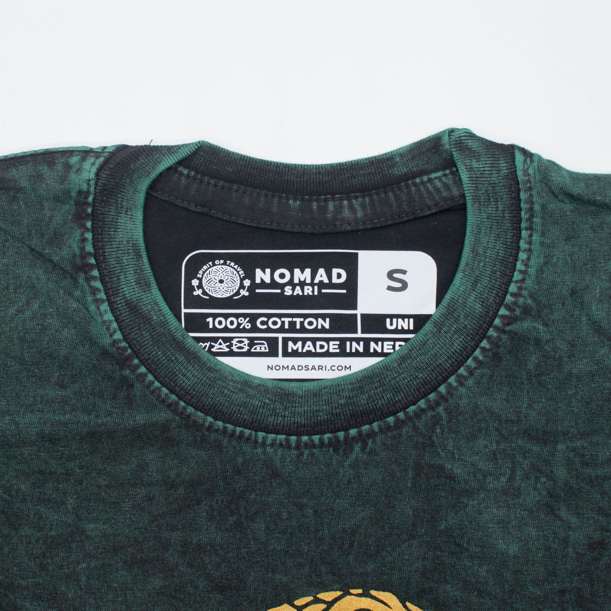 Nomad Sari Stonewashed Cotton T-Shirt - Tree of Life - Green - Small - Image 6