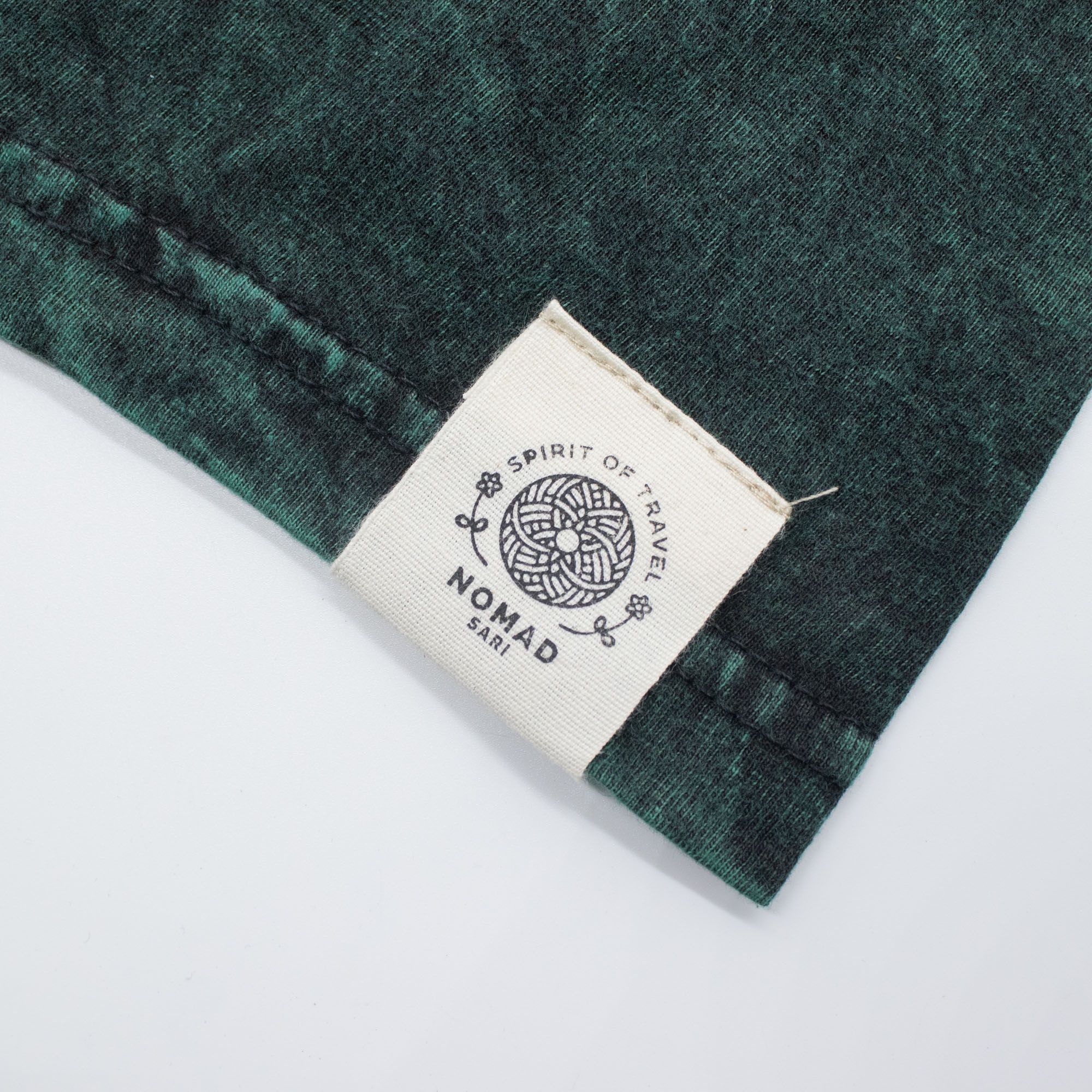 Nomad Sari Stonewashed Cotton T-Shirt - Tree of Life - Green - Small - Image 3