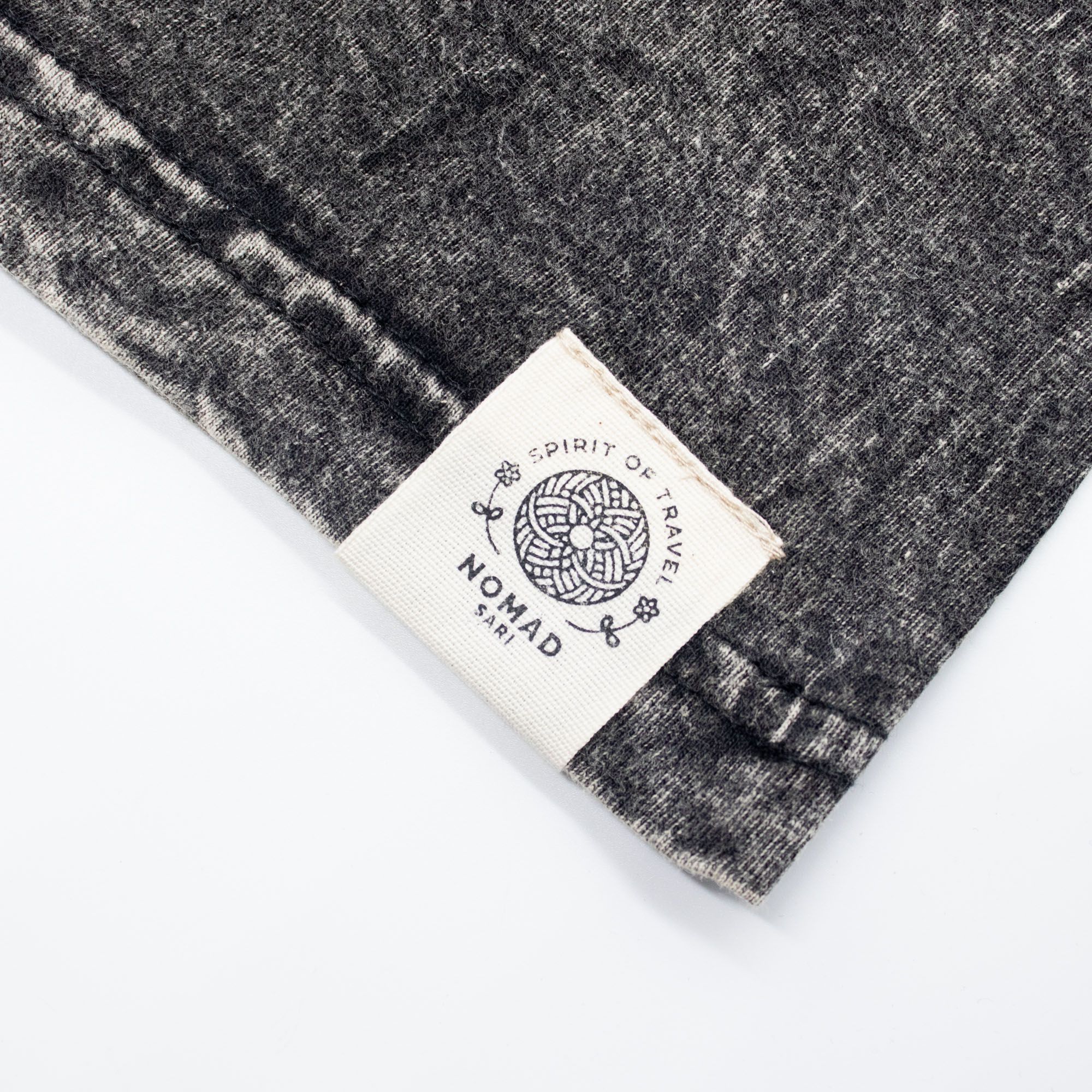 Nomad Sari Stonewashed Cotton T-Shirt - Compass of Life - Charcoal - Small - Image 4