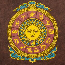Nomad Sari Stonewashed Cotton T-Shirt - Sun & Zodiac - Brown - XL