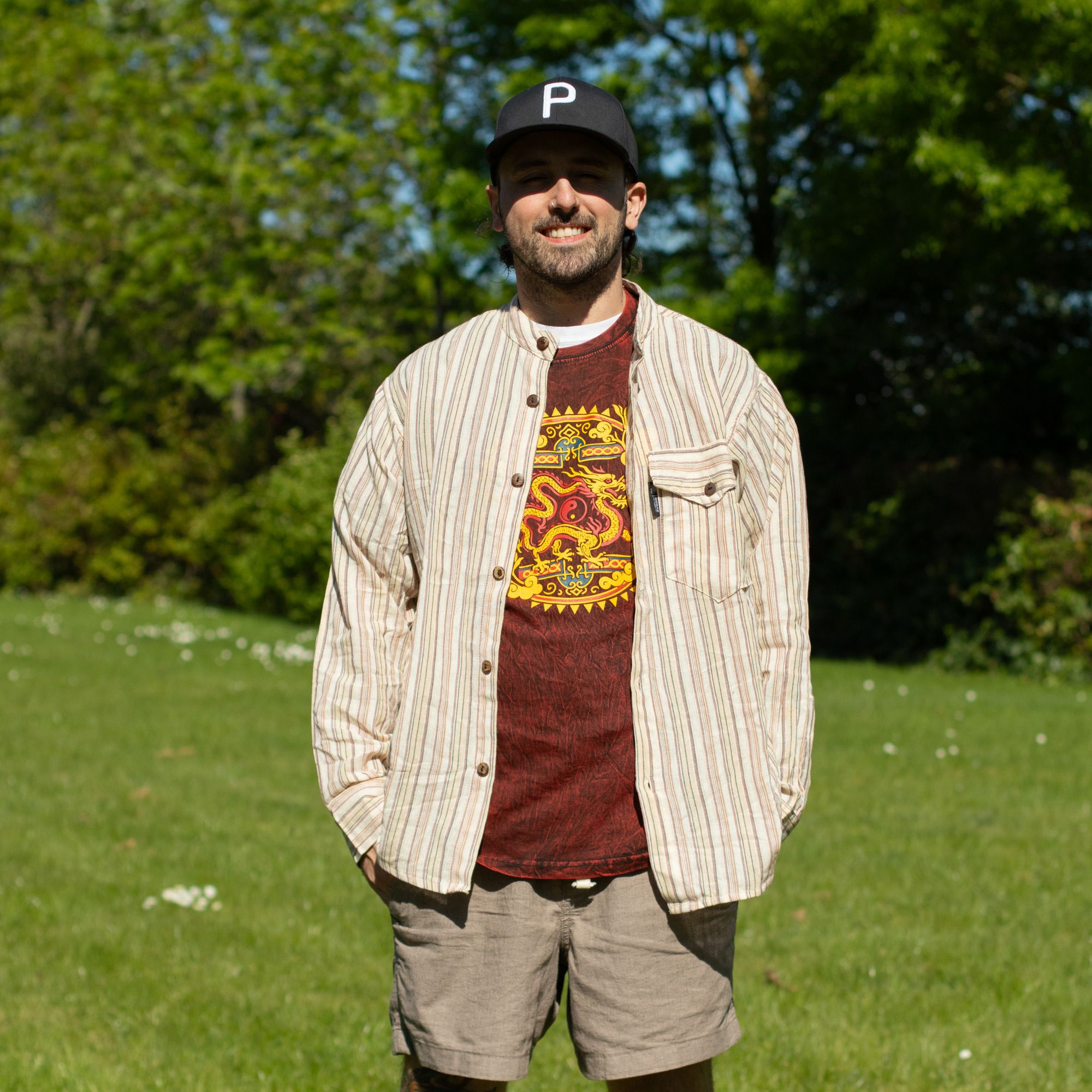 Nomad Sari Stonewashed Cotton T-Shirt - Dragon Mandala - Maroon - Small - Image 10